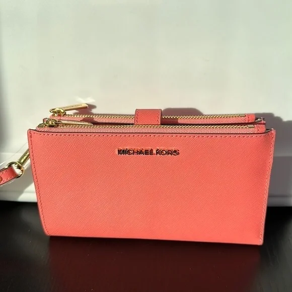 Michael Kors Jet Set double zip wallet phone case wristlet - Picture 2 of 8